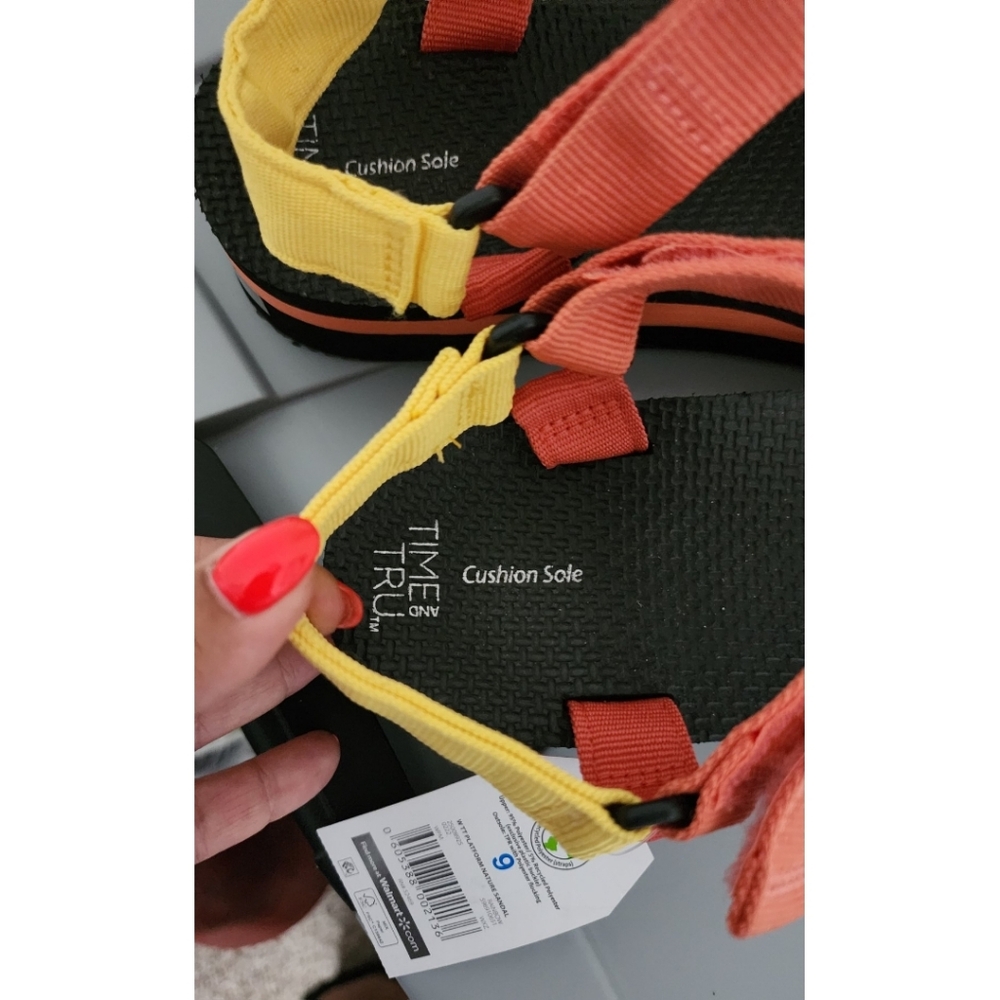 Time and Tru nature sandal velcro NEW 9 womens platform cushion sole - Picture 5 of 5